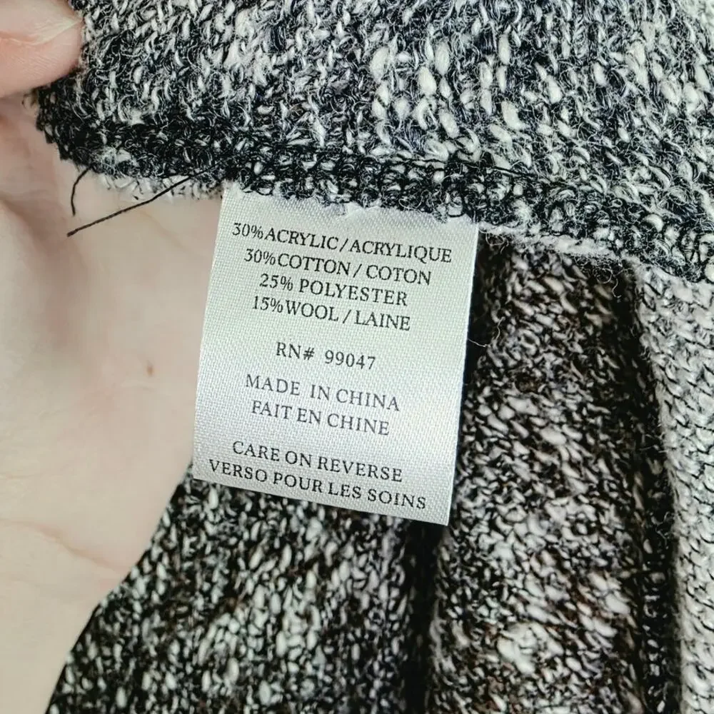 Lagenlook Open Knit Duster Vest Large Wool Blend Gray Marled Waterfall Boho - Picture 12 of 15